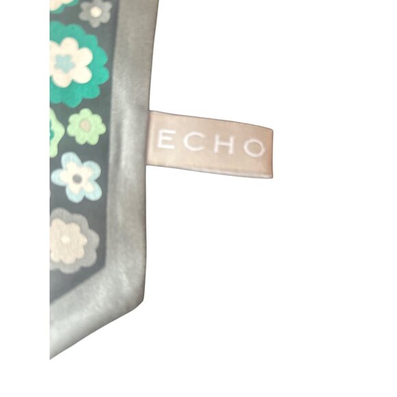 Echo Floral Print Silk Scarf With Gray Border - Picture 2 of 4